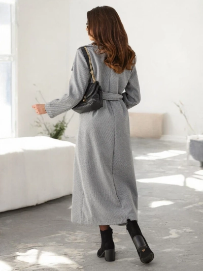 Royalfashion Manteau maxi pour femmes avec ceinture