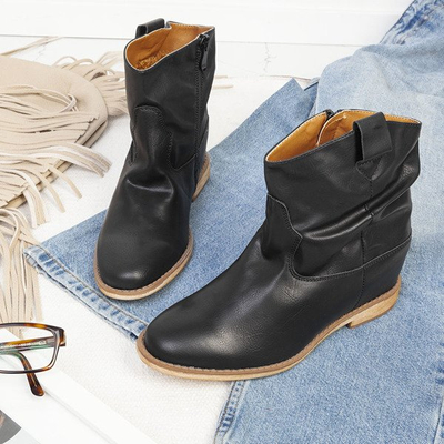 Bottes de cowboy noires sur un talon compensé de daress - Chaussures 1