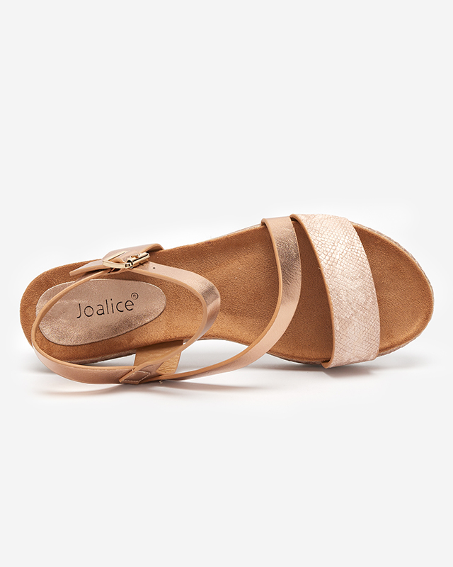 Sandales plates roses et dorées pour femmes Pixaf- Footwear