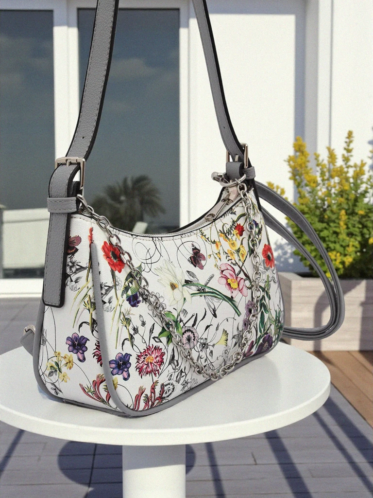 Royalfashion Petit sac à main pour femme en cuir écologique avec imprimé fleuri Lily Bloom