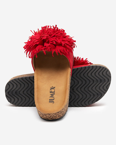 OUTLET Chaussons pour femmes avec décoration en tissu rouge Ailli- Footwear