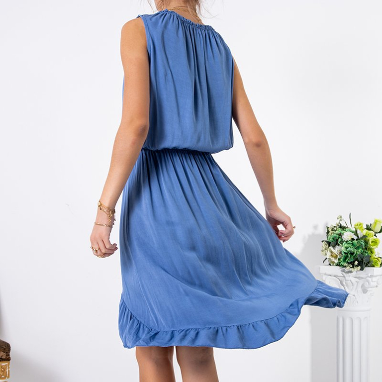 Robe asymétrique sans manches bleue - Vêtements