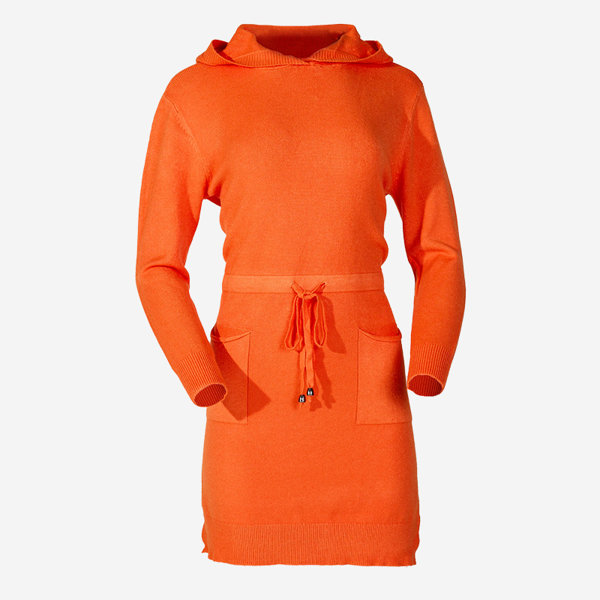 Tunique chandail à capuchon pour femme orange - Vêtements
