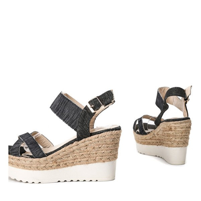 Sandales compensées noires Kenya- Footwear