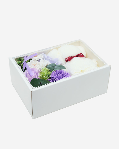 Royalfashion Flowerbox Fleurs dans une boîte avec un ours en peluche
