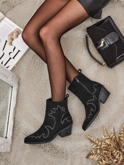 Bottines femme style santiags Velvet Ash – à talons