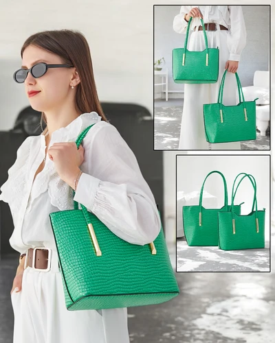 Sac à main double en cuir verni pour femmes avec embossage