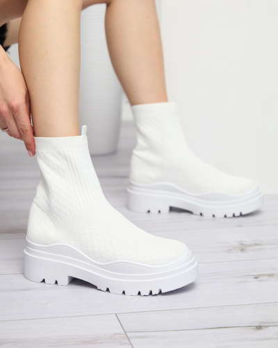 Bottines blanches pour femme à talon plat Seritis - Footwear
