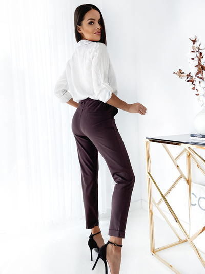 Royalfashion Pantalon tregging pour femme marron foncé