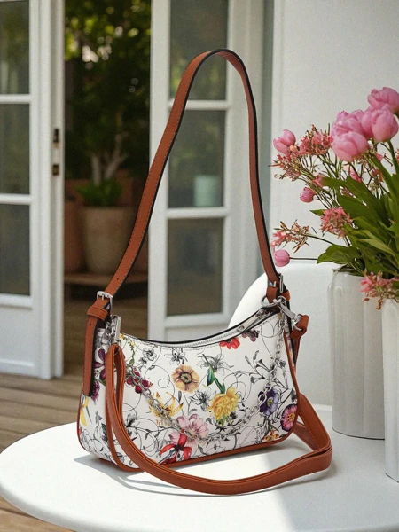 Royalfashion Petit sac à main pour femme en éco-cuir avec motif floral Lily Bloom