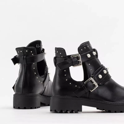 OUTLET Boots femme noires avec perles Levitaro - Footwear
