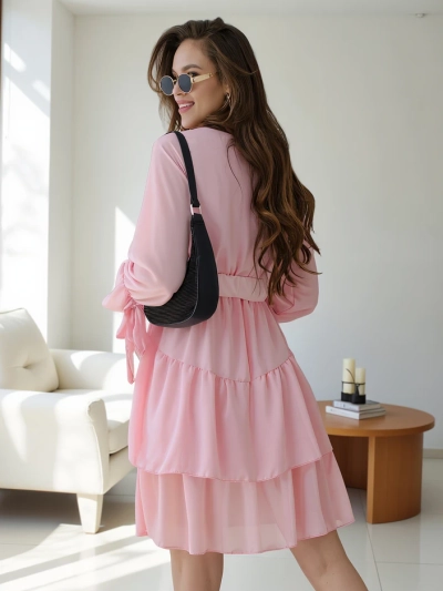 Robe mini femme Royalfashion avec volants et décolleté enveloppant