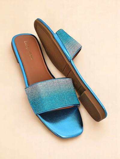 Royalfashion Sandales pour femmes ShinyGlow avec zircons