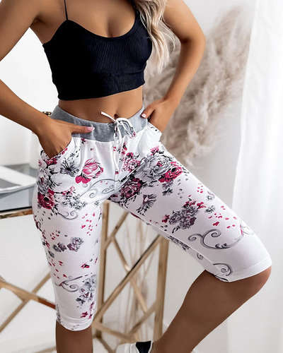 Short femme 3/4 rose et blanc GRANDES TAILLE - Vêtements