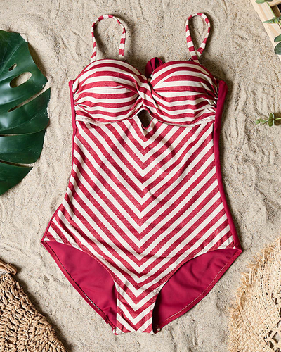 Maillot de bain une pièce rouge rayé pour femme- Underwear