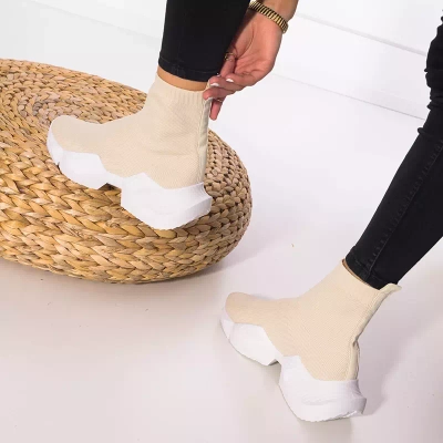 OUTLET Chaussures de sport hautes femme beiges Gohi - Footwear