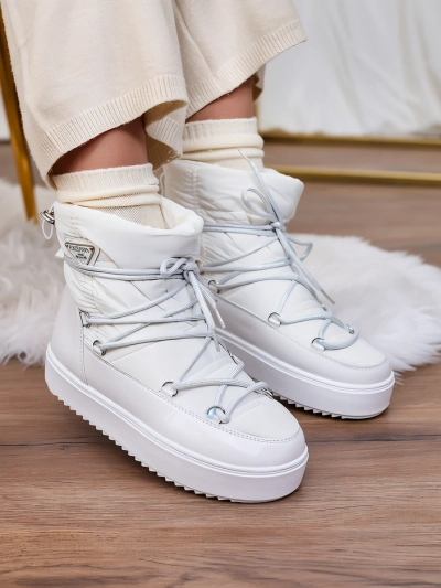 Royalfashion Bottes à enfiler pour femmes bottes de neige a'la en blanc Vevnose