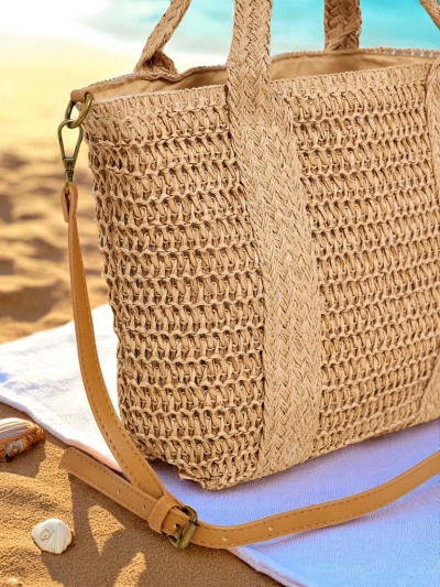 Royalfashion Grand sac en paille pour femme Bella Paglia