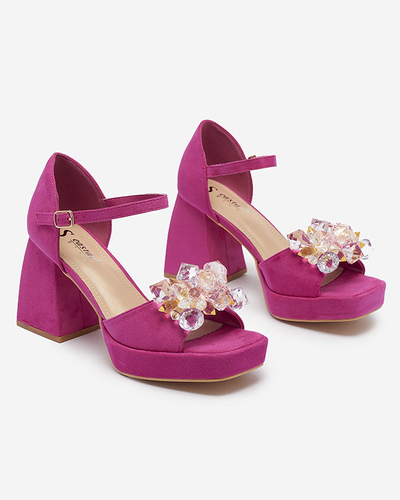 Fuchsia Sandales à talons hauts pour femmes avec cristaux Celidi - Footwear