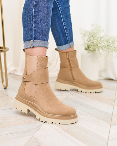 Royalfashion Bottes pour femme beige avec lanière décorative Doasa