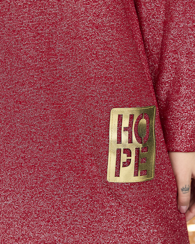 Robe rouge pour femmes avec fil argenté et bas asymétrique - Vêtements