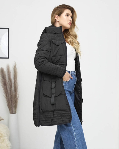 Veste d'hiver matelassée noire pour femme - Vêtements