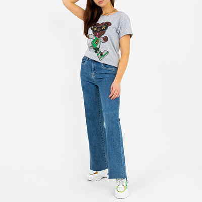 T-shirt imprimé gris pour femme - Vêtements