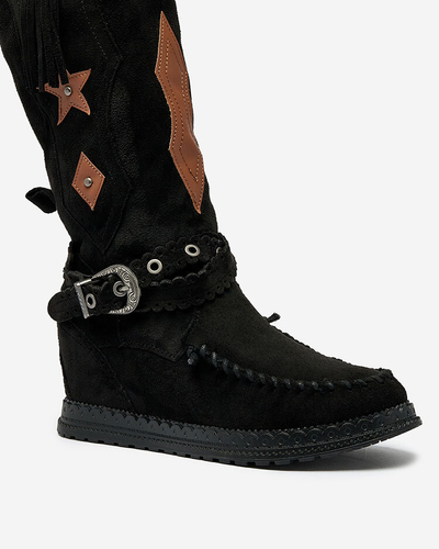 Royalfashion Bottes noires pour femme avec ancre cachée Figgers