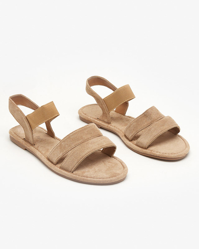 OUTLET Sandales plates pour femme en éco-daim marron clair Nerina - chaussures