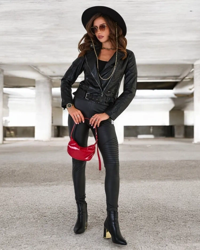 Royalfashion Veste ramones en cuir écologique pour femme