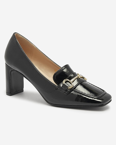 Escarpins laqués de style mocassin pour femmes en noir Koccol- Footwear
