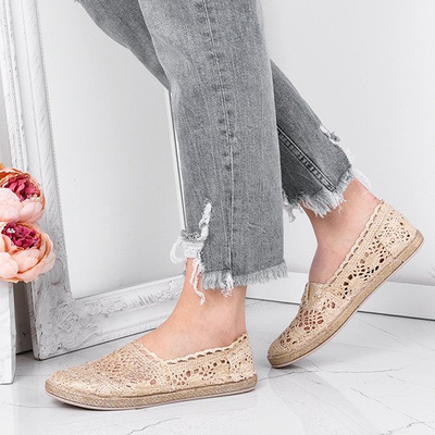 Espadrilles dorées avec broderie en dentelle Milossa - Chaussures 1