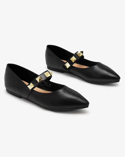 Ballerines noires à talon plat avec clous Dejika - Chaussures