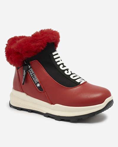 Bottes rouges isolées pour femmes avec fourrure Scherr- Footwear