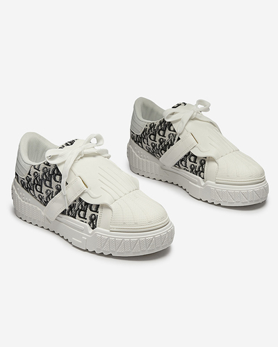 White Printed Sports Sneakers Harrett- Footwear