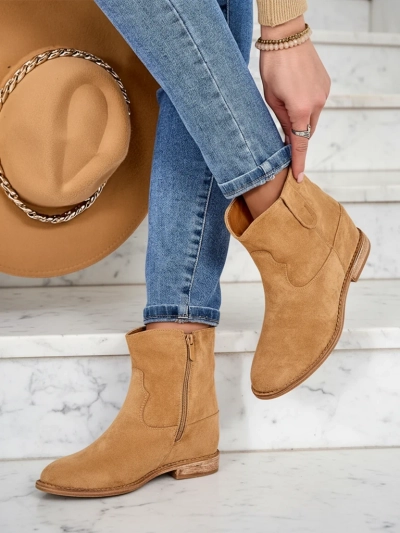 Royalfashion Bottines marron avec style cowboy sur cale couverte Patorias