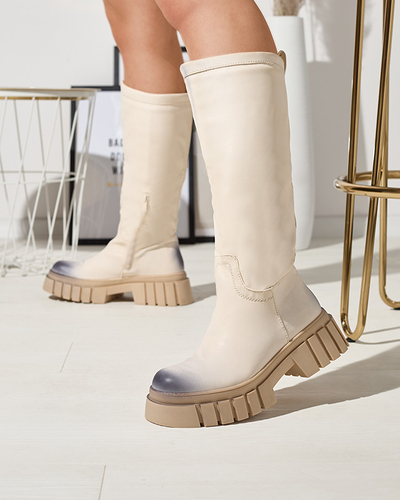 Bottes mi-mollet Astaroth pour femmes crème - Chaussures