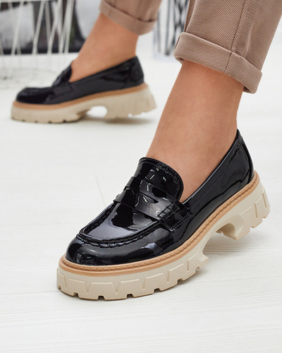 Mocassins laqués noirs pour femmes Mewira - Footwear