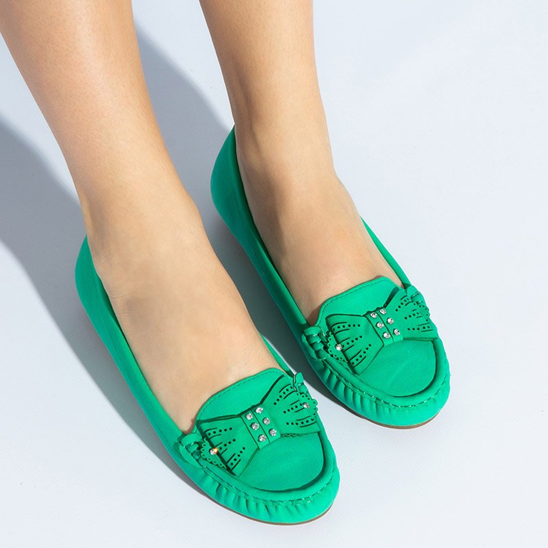 Mocassins femme verts avec nœud Linari - Footwear