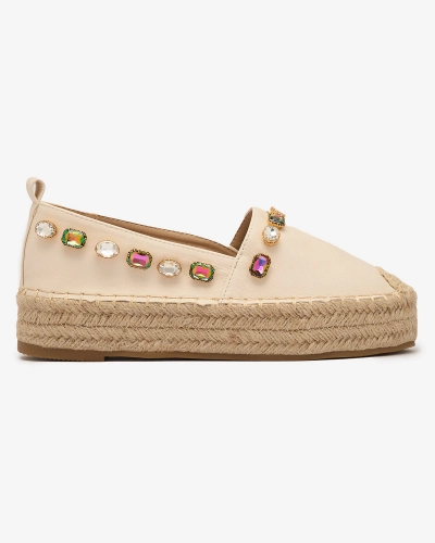 OUTLET Royalfashion Espadrilles pour femmes avec cristaux en beige Ziennie