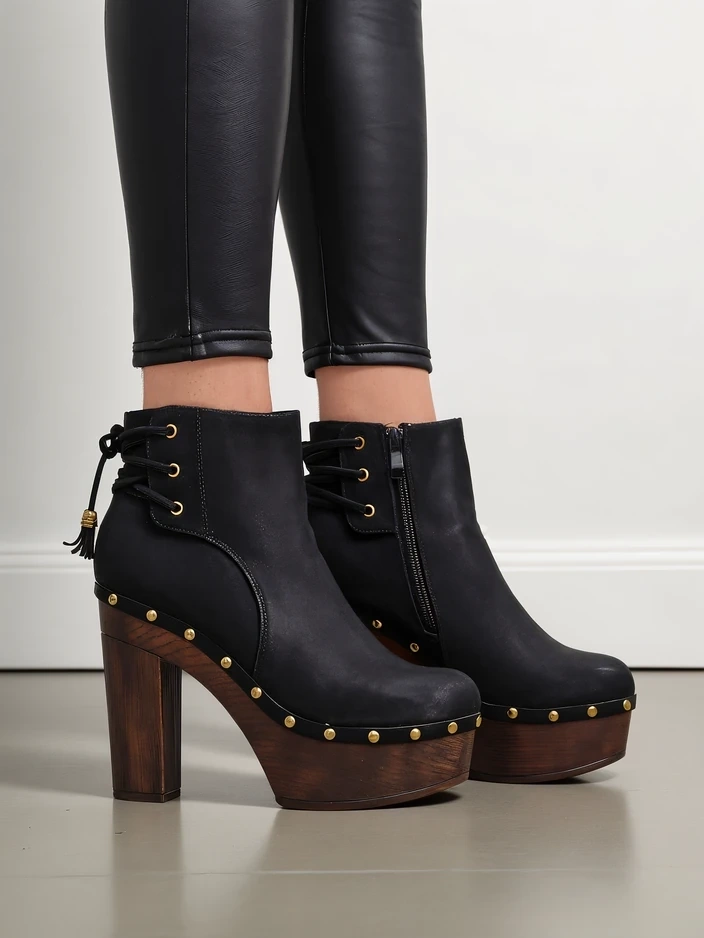 Royalfashion Bottines pour femmes à talon bloc Bezollos