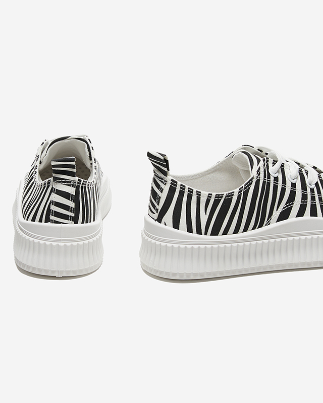 OUTLET Chaussures de sport femme blanches et noires, baskets Amrica- Shoes