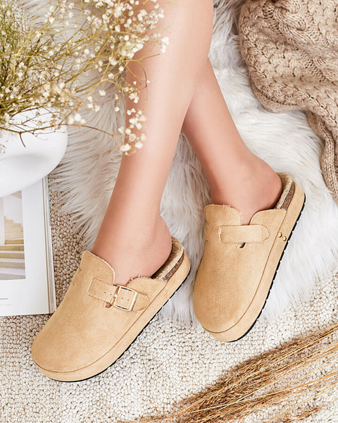 Royalfashion Pantoufles pour femmes avec peau de mouton et boucle Kajis