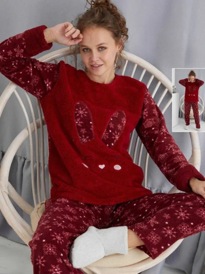 Pyjamas Royalfashion pour femmes avec un lapin, ressemblant à de la polaire