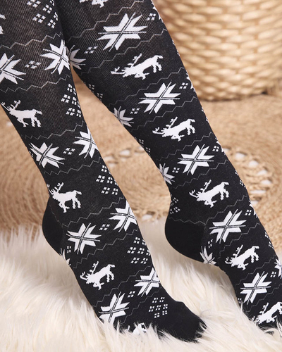 Chaussettes de Noël pour femmes en noir- Sous-vêtements