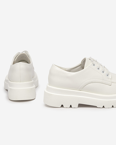 Chaussures basses femme en éco-cuir blanc avec laçage Gerin - Footwear