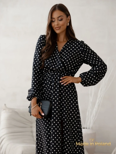 Robe midi pour femmes à pois Midnight Bloom
