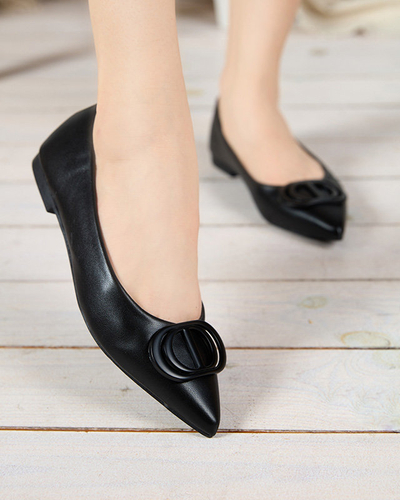 Ballerines pointues noires pour femme avec ornement sur le bout Manico - Footwear