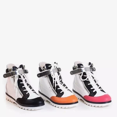 OUTLET Bottines de sport blanches finition laquée Krillas - Chaussures