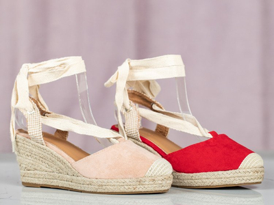 Espadrilles compensées roses avec liens margaretta - Chaussures
